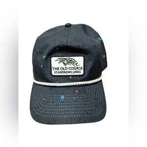 The Old Course St. Andrews Link Black Imperial Hat Cap Paint Splatter